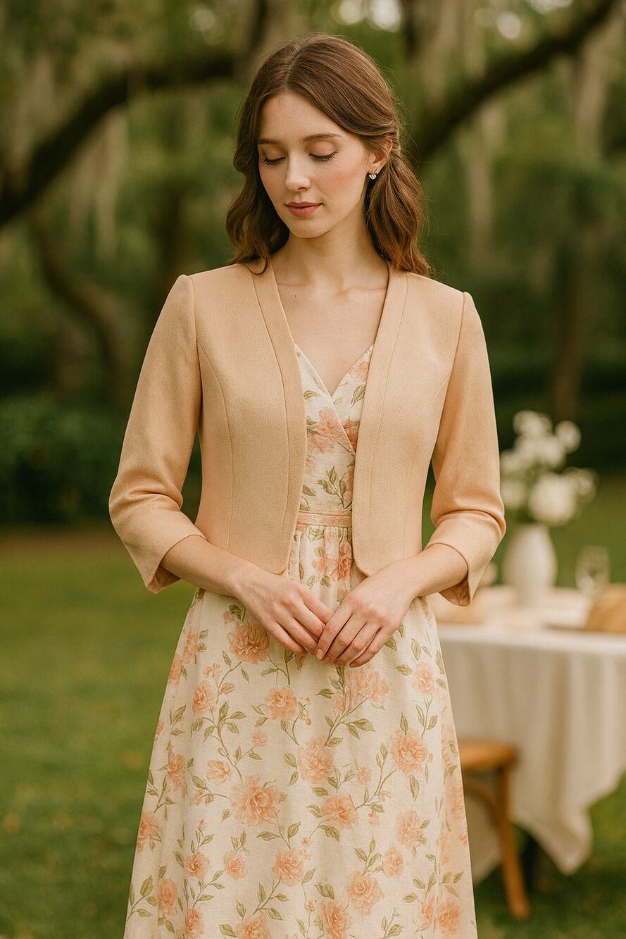 Talbots Pink Sz 8 Silk Blend Cropped Blazer Evening Jacket Classic Open Front